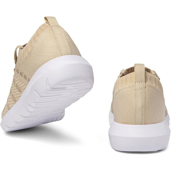 Women Beige Running Breathable Knitting flexible Mesh Sports Shoes Sneakers - Picture 4 of 6